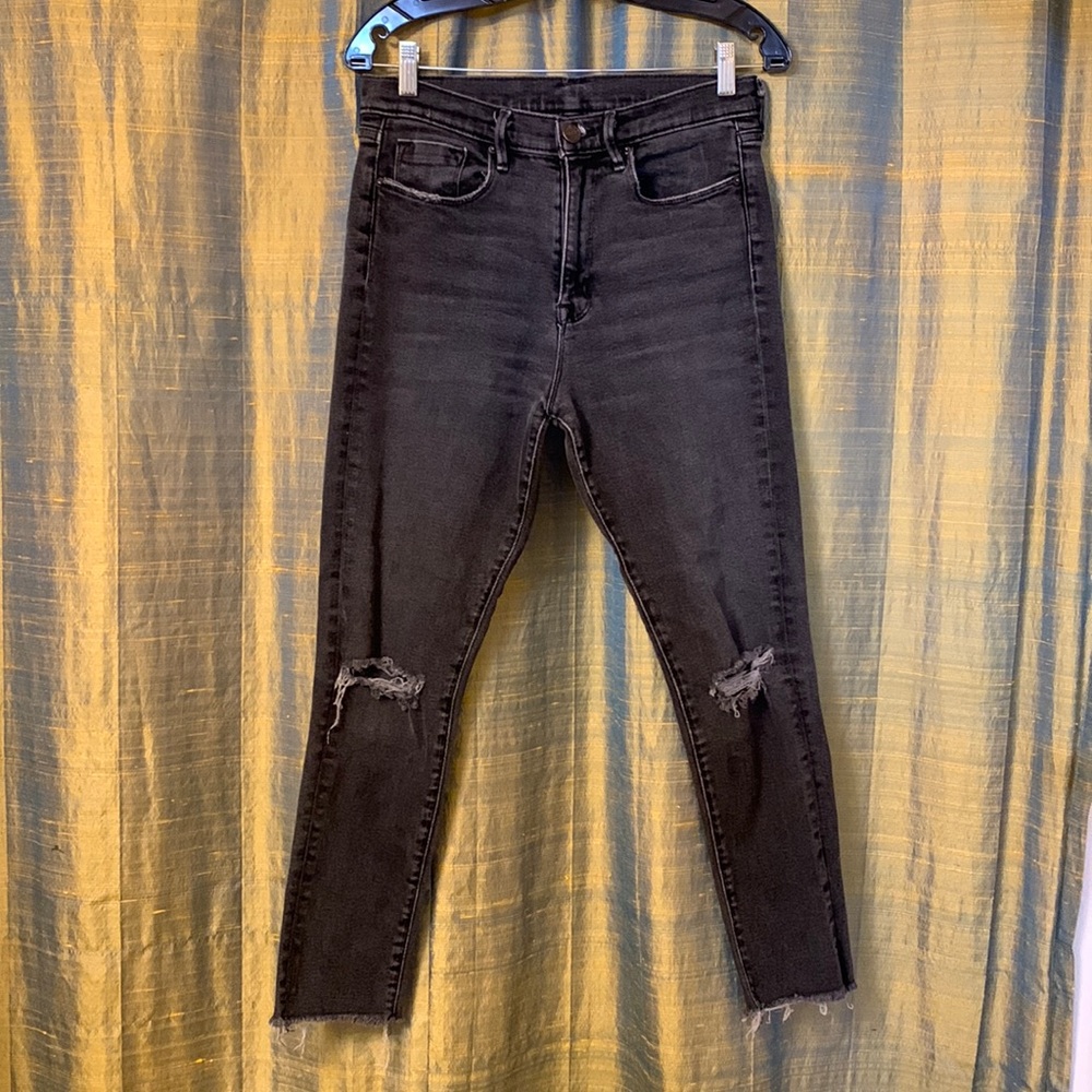 BDG Crop Twig High Rise Knee Distressed Raw Hem Jeans